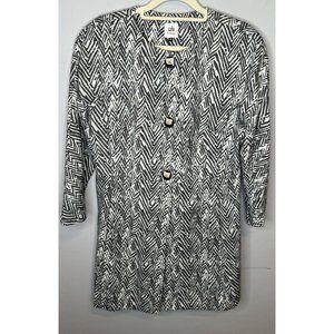 Cabi Zig Zag Ponte Knit Jacket Medium Black White Button Front